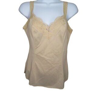 Vintage OLGA Nude Camisole Tank Top S Nylon Lace Style 925 USA Made